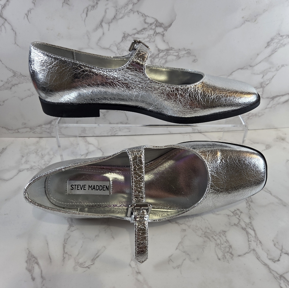 Steve Madden Silver Mary Jane Flats